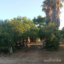 Porticato con roulotte all'interno