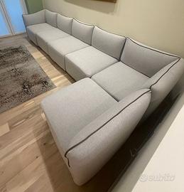 Divano Grigio Modulare sfoderabile in tessuto