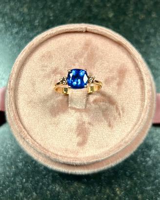 Anello oro rosa 18kt con tanzanite e diamanti