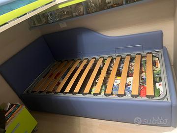 letto singolo con contenitore e rete a doghe