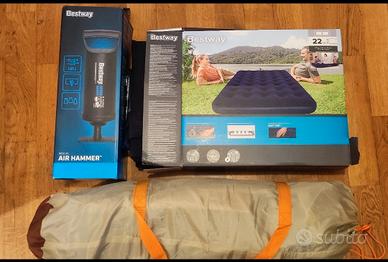 Tenda, materassino gonfiabile e pompa