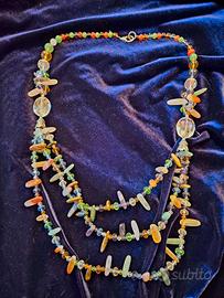 Collana in cristallo e pietre dure multicolori
