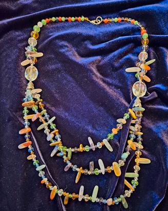 Collana in cristallo e pietre dure multicolori