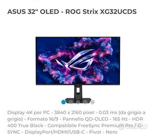 Asus monitor 32” 4k QD Oled