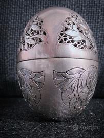 Raro Uovo Portagioie Argento Cinese Export Silver