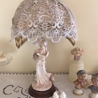 Lampada vintage in pizzo bianco