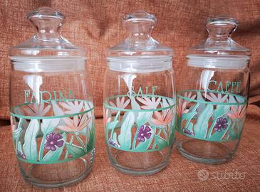 Set 3 barattoli cucina vetro