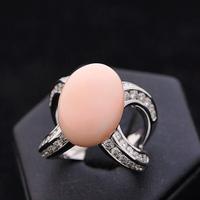 ANELLO DRUSILLA ORO BIANCO CORALLO ROSA E DIAMANTI