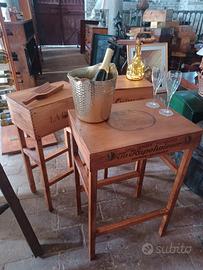 TAVOLINI PORTA CHAMPAGNE/VINO CREATI DA CASSETTE 