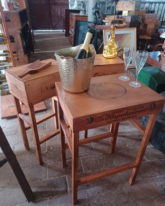 TAVOLINI PORTA CHAMPAGNE/VINO CREATI DA CASSETTE 