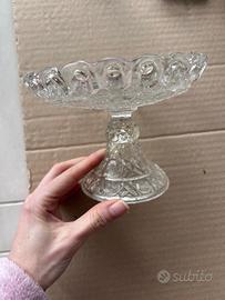 Alzata per Torte Vintage in Vetro Lavorato