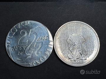 2 monete portogallo 1000 scudi argento