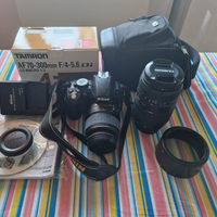 Nikon d3100 con 2 obiettivi e accessori