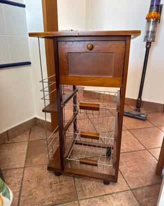 Carrello da cucina in legno massello