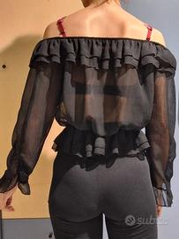 Blusa nera semi-trasparente