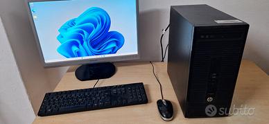 Postazione pc HP 4gb RAM, 500 HDD + monitor Win 11