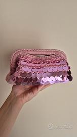 Clutch bag ad uncinetto con paillettes