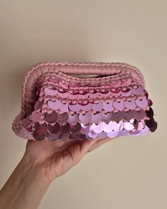 Clutch bag ad uncinetto con paillettes