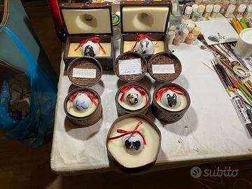 Palline in porcellana  tema cani dipinte a mano