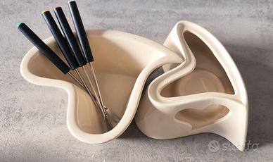 Set per fonduta in ceramica con forchette