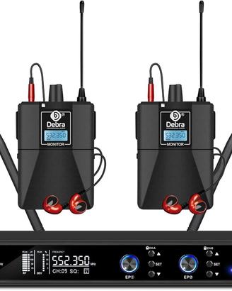 In-ear wireless con trasmettitore e 2 ricevitori