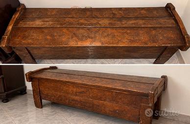 Panca antica in legno massello intagliato – stile
