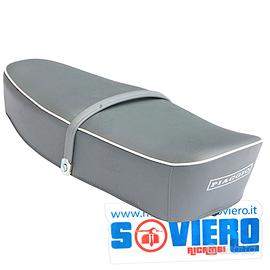 Sella Grigia Lunga Scritta e fibietta gomma Vespa