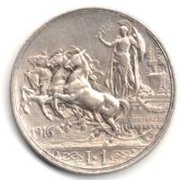 ITALIA Regno 1916 - RARA 1 Lira quadriga argento#W