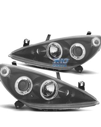 FARI PEUGEOT 307 01-05 ANGEL EYES FONDO NERO H7 H1