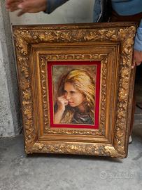 quadro antico ritratto fanciulla 