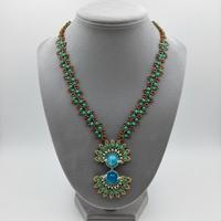 Collana handmade Pendente Pavone pietre naturali