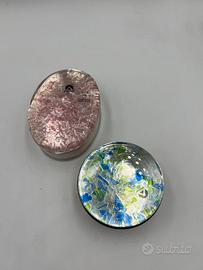 Coppia scatoline vintage anni 70 vetro di murano
