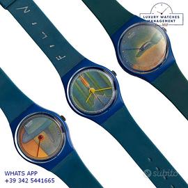 SWATCH Art Jean-Michel Folon set 3 watches signed