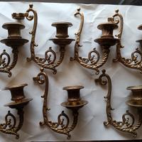 7 braccetti da lampada in ottone dorato