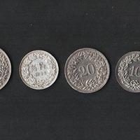 7 monete  SVIZZERA da 1 krappen (cent) a 2 franchi