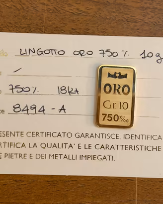 Lingotto Oro 750 (18Kt) – Peso 10g