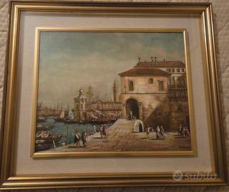 Quadro paesaggio d'epoca sul mare