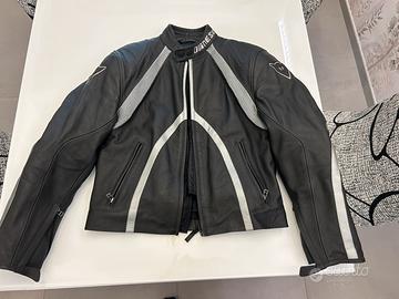 Giacca Moto Dainese Pelle Nero Argento - Taglia 52