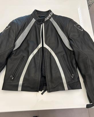 Giacca Moto Dainese Pelle Nero Argento - Taglia 52