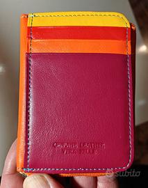 PORTAFOGLI TESSERA pelle artigianale multicolore