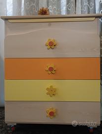 Fasciatoio cassettiera con vaschetta per bagnetto