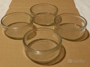 4 Coppette/Ciotoline in vetro trasparente nuove