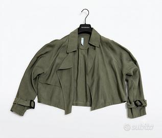 Giacca corta donna stile trench verde oliva