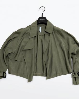 Giacca corta donna stile trench verde oliva