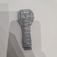 Orologio diamantato uomo/donna a carica in metallo