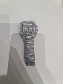 Orologio diamantato uomo/donna a carica in metallo