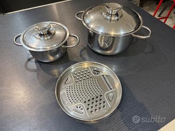 Set 2 pentole Kocchin inox 18/10 con coperchi