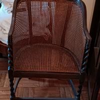 Poltroncina antica in paglia di Vienna, primi '900