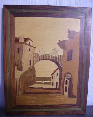 Quadro di legno ad intarsio 23x18 cm