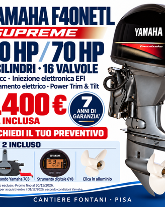 Yamaha F40NETL Supreme 40/70 - Garanzia 7 anni